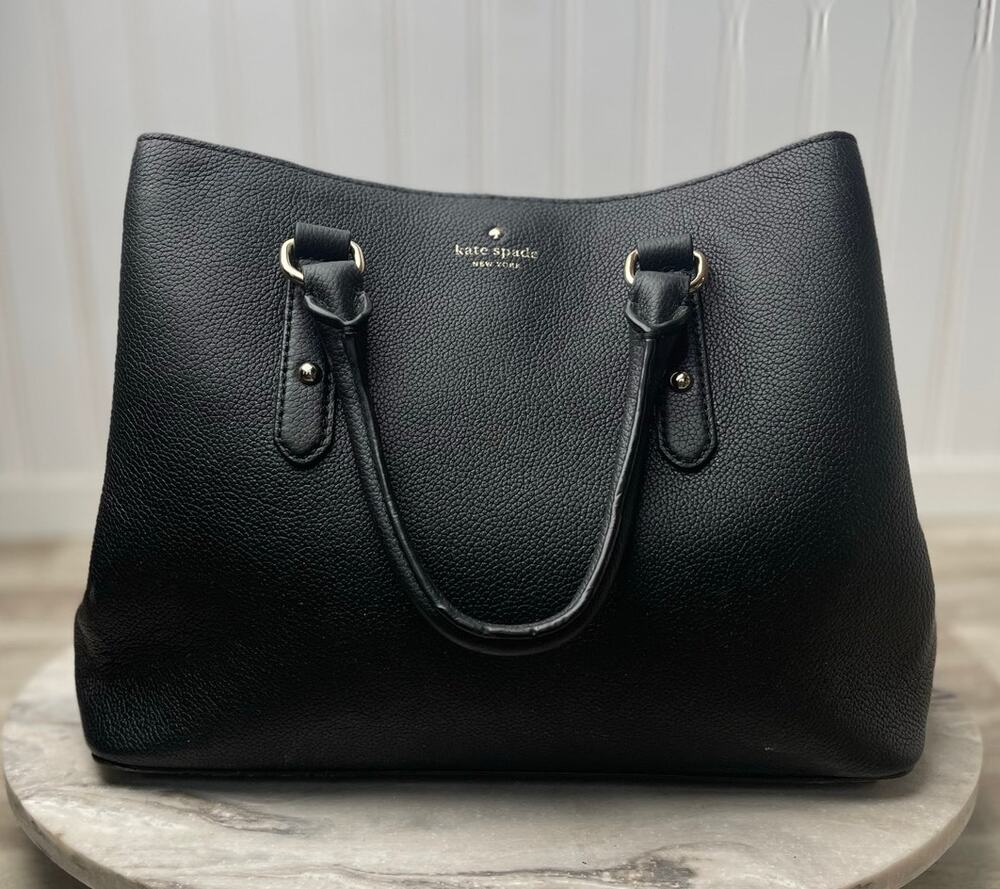 Satchel Bag Shoulder Crossbody Handbag Kate Spade Black Pebbled Leather